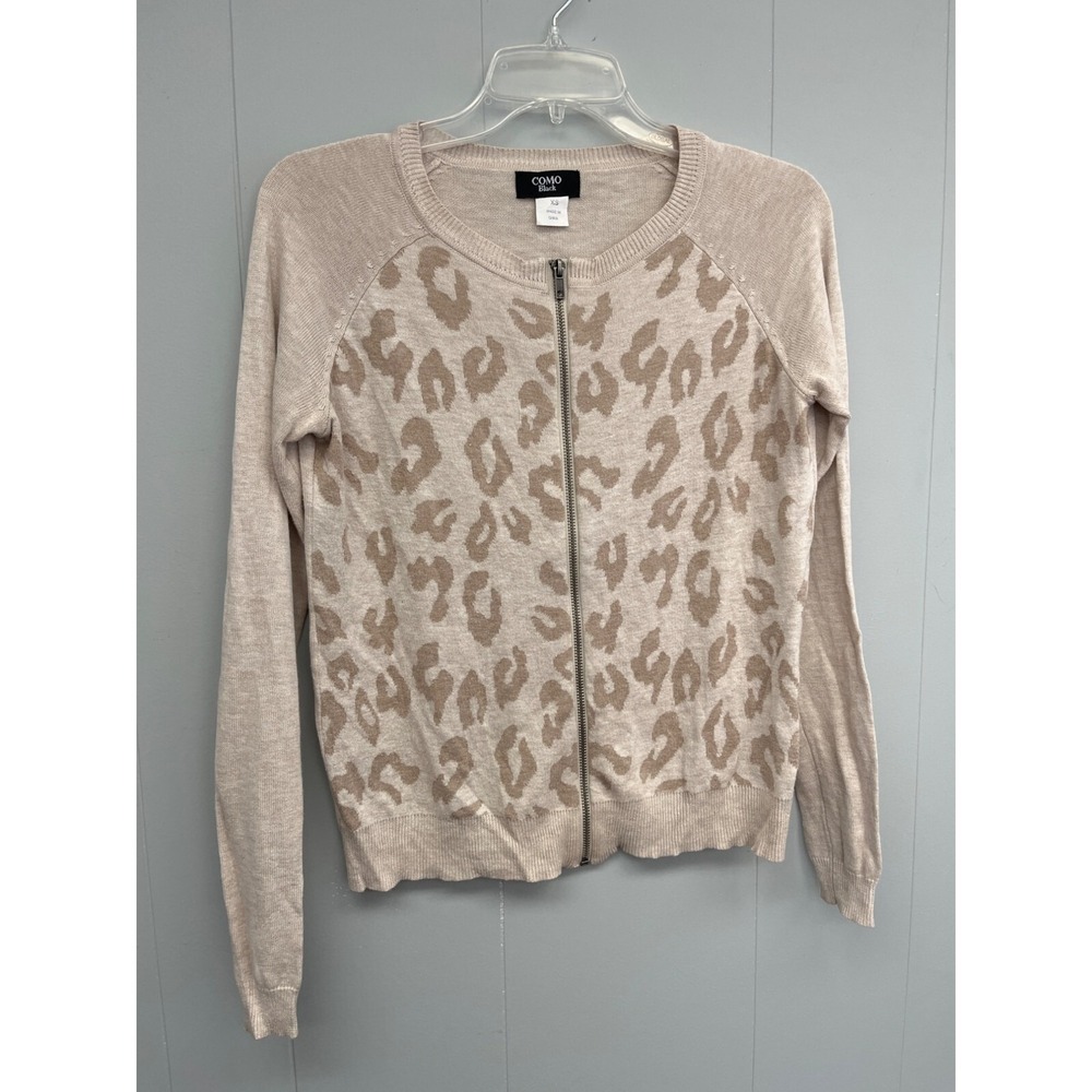 Como Black Full Zip Animal Print Sweat XS